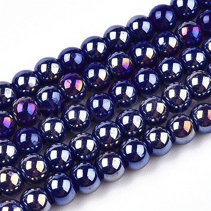 Electroplate Opaque Glass Beads Strands X-GLAA-T032-P4mm-AB03-1