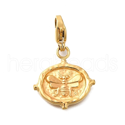 Oval with Bee 304 Stainless Steel Pendant Decorations STAS-R159-30G-1