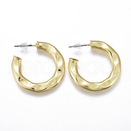 Textured Brass Stud Earrings EJEW-I250-02B-1