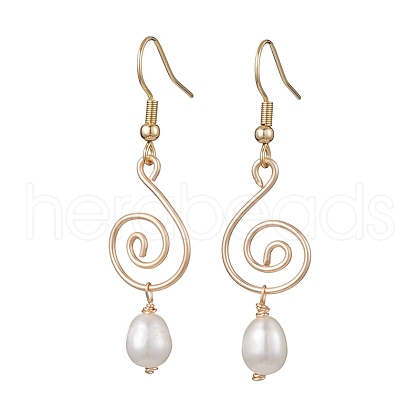 Mother's Day Jewellery Left and Right Natural Pearl Dangle Earrings EJEW-JE05678-1