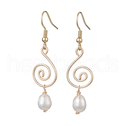 Natural Pearl Dangle Earrings EJEW-JE05678-1