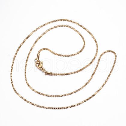 304 Stainless Steel Box Chain Necklaces NJEW-E087-02G-1