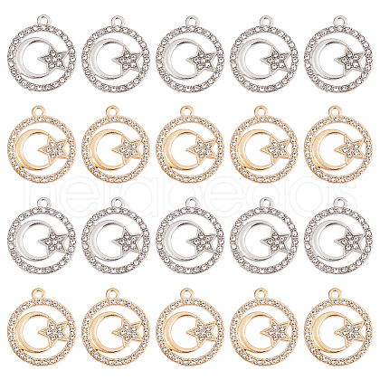 DICOSMETIC 60Pcs 2 Colors Alloy Crystal Rhinestone Pendants FIND-DC0006-39-1