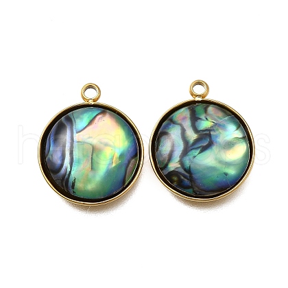 304 Stainless Steel Pave Natural Paua Shell Pendants STAS-Z125-01E-G-1