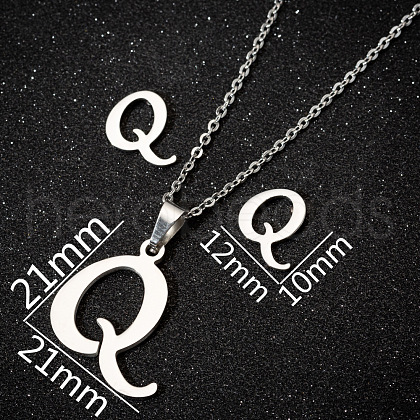 201 Stainless Steel Pendant Necklaces & Stud Earrings Sets WG00841-27-1