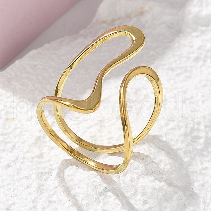 304 Stainless Steel Cuff Rings RJEW-C124-06A-G-1
