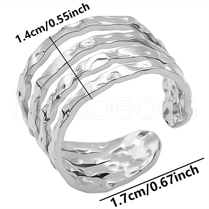 304 Stainless Steel Geometric Multi-layer Cuff Ring WA1245-1-1