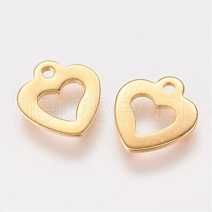 201 Stainless Steel Open Heart Charms STAS-P148-04G-1