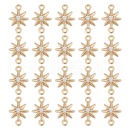GOMAKERER 20Pcs Brass Pave Clear Cubic Zirconia Connector Charms KK-GO0001-67-1