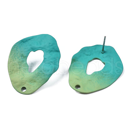 Spray Painted Iron Stud Earring Findings IFIN-N008-022A-1