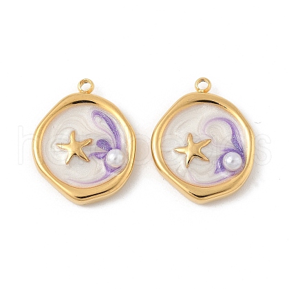 304 Stainless Steel Enamel Pendants STAS-U057-11G-E-1