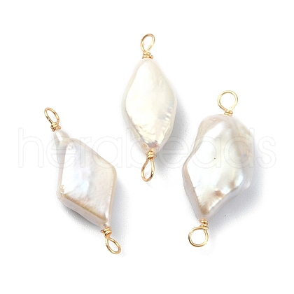 Natural Baroque Pearl Keshi Pearl Copper Wire Wrapped Connector Charms PALLOY-JF02085-01-1