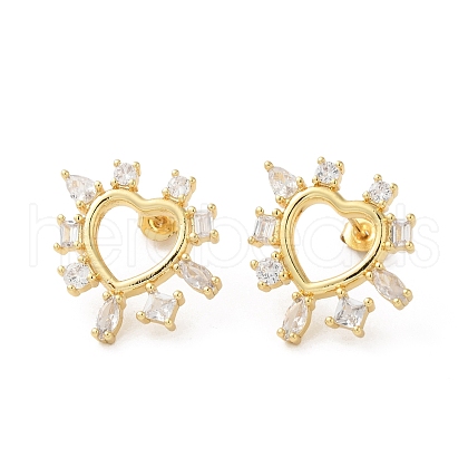 Hollow Heart Rack Plating Brass Stud Earrings EJEW-A027-01G-1