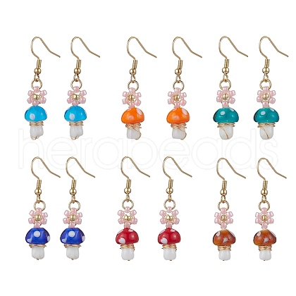 Handmade Lampwork Dangle Earrings EJEW-MZ00440-1