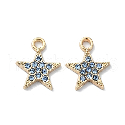 Alloy Rhinestone Pendants RB-P037-01G-01-1