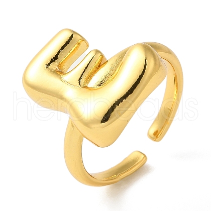 Initials Brass Open Cuff Ring for Women RJEW-N046-02E-G-1
