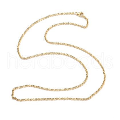 Vacuum Plating 304 Stainless Steel Rolo Chain Necklaces NJEW-I248-11C-G-1