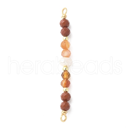 Faceted Round Natural Carnelian & Red Jasper & Potato Natural Cultured Freshwater Pearl Beaded Connector Charms PALLOY-JF03531-01-1