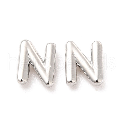 Brass Hollow Out Initial Letter Stud Earrings for Women EJEW-A044-01P-N-1