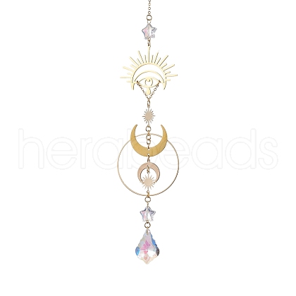 Brass Moon Eye Hanging Ornaments HJEW-TA00219-1