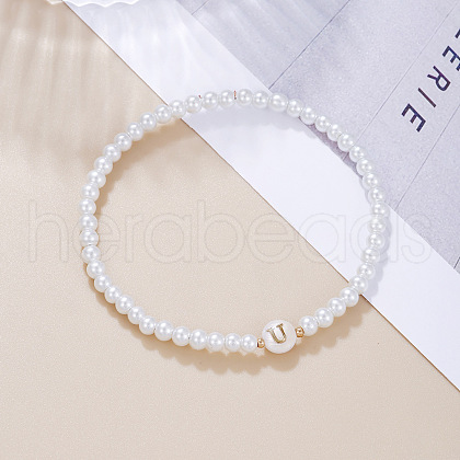 Plastic Pearl Round Beaded Stretch Bracelets for Women WGC81DB-21-1