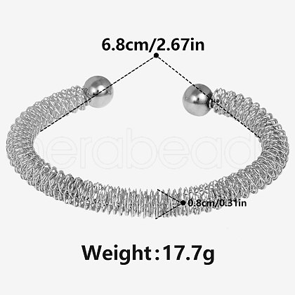 304 Stainless Steel Coil Cuff Bangles for Women BX6193-1-1
