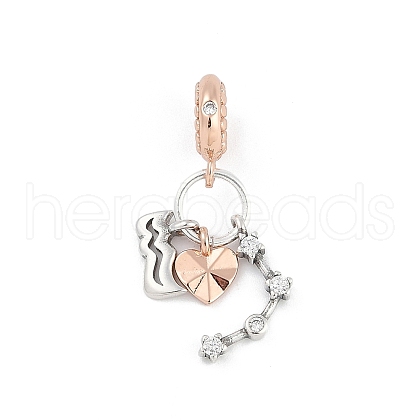 Brass Pendants with Cubic Zirconia European Beads KK-Q015-01A-1