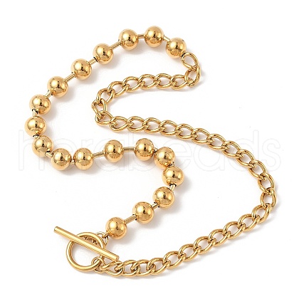 304 Stainless Steel Half Ball Chain & Twisted Chain Necklaces with OT Buckles NJEW-V010-03G-1