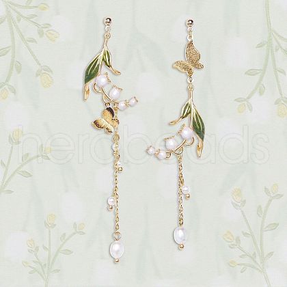 Sweet Style Alloy Resin Butterfly Tassel Stud Earrings FS-WGC6399-05-1