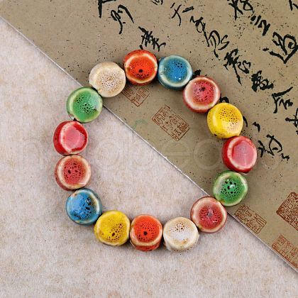Handmade Porcelain Beaded Stretch Bracelets for Women FS-WG726AB-10-1