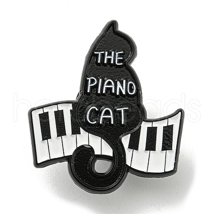 Music Theme Cartoon Black Cat Enamel Pins JEWB-K016-11D-EB-1