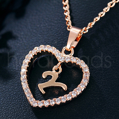 Alloy Crystal Rhinestone Heart with Initial Pendant Necklaces WGD4CFD-25-1