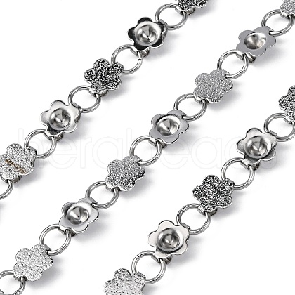 304 Stainless Steel Flower Link Chains CHS-B006-08P-02-1