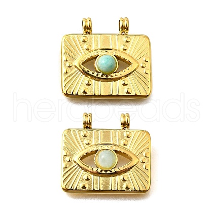 304 Stainless Steel Pave Natural Amazonite Pendants STAS-K263-81G-01-1