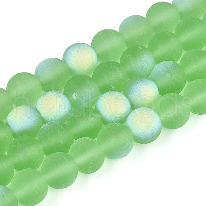 Frosted Transparent Glass Beads Strands GLAA-T032-T8mm-MBB17-1