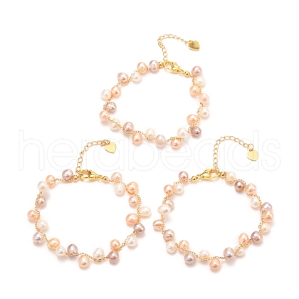 Natural Pearl Beaded Bracelets BJEW-D447-03G-02-1