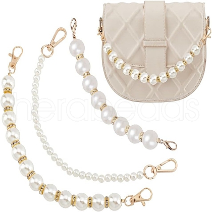   3Pcs 3 Style ABS Plastic Imitation Pearl Beaded Bag Handles DIY-PH0013-29-1