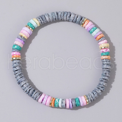 Mother's Day Jewellery Bohemian Style Pearl Shell Heishi Beads Stretch Bracelets for Women YA0388-3-1