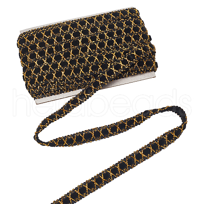 10M Polyester Gold Metallic Lace Ribbon DIY-WH0491-43B-1