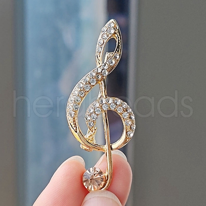 Alloy and Glass Rhinestone Musical Note Brooch PW-WG3A58A-05-1