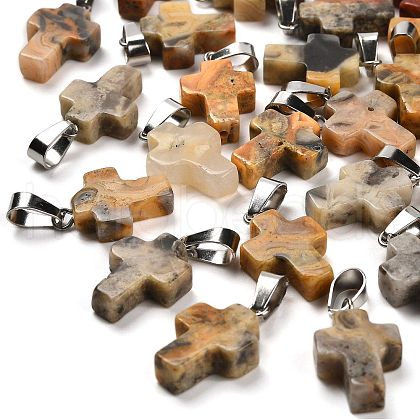 Natural Crazy Agate Pendants G-Z067-04P-05-1