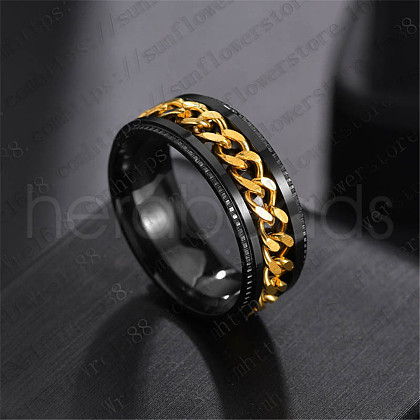 Stainless Steel Chains Rotating Finger Ring PW-WG67706-37-1