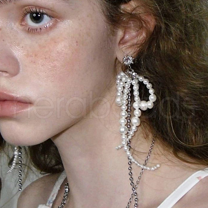 Elegant Zinc Alloy Bowknot Tassel Stud Earrings CF4746-1