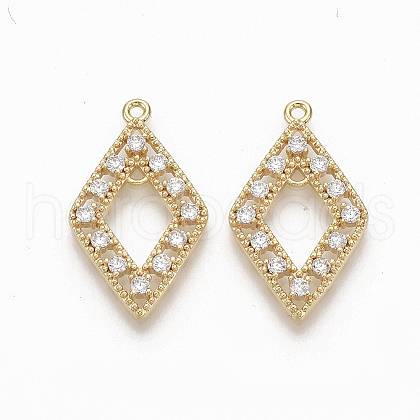 Brass Micro Pave Clear Cubic Zirconia Links ZIRC-Q021-057G-NF-1