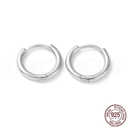 Rhodium Plated 925 Sterling Silver Huggie Hoop Earrings EJEW-K258-19B-P-1