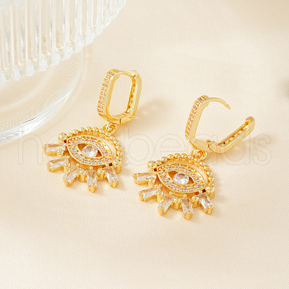 Fashionable Brass Clear Cubic Zirconia Eye Hoop Earrings SD8754-2-1
