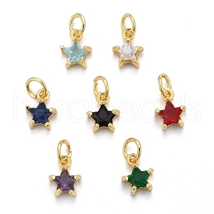 Brass Micro Pave Cubic Zirconia Pendants KK-P192-10-1