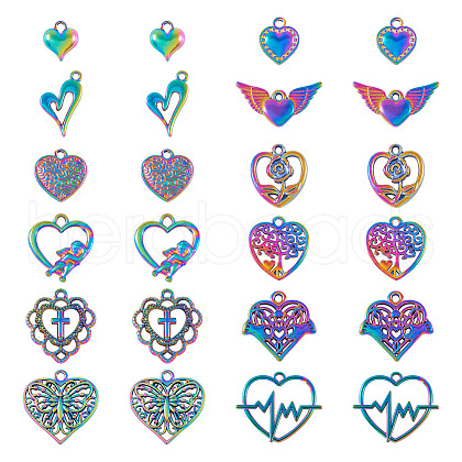 24Pcs 12 Style Rainbow Color Alloy Pendants FIND-TA0003-91-1