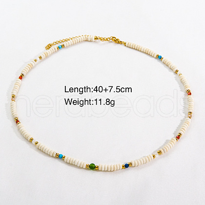 Handmade Natual Pearl & Natural Quartz & Shell Beaded Necklaces XL1709-2-1