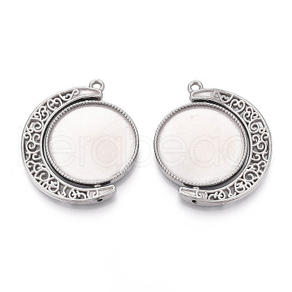 304 Stainless Steel Rotatable Pendant Cabochon Settings STAS-N114-01P-1